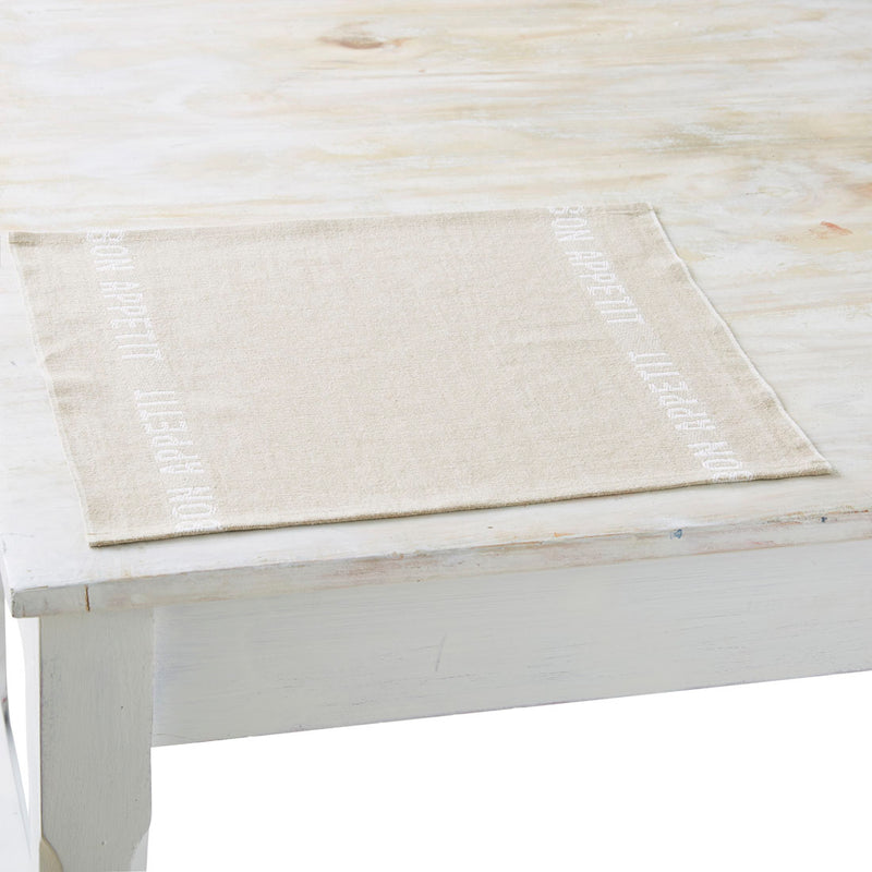 ランチョンマット　BON APPETIT シャルべエディション　リネン　ホワイト