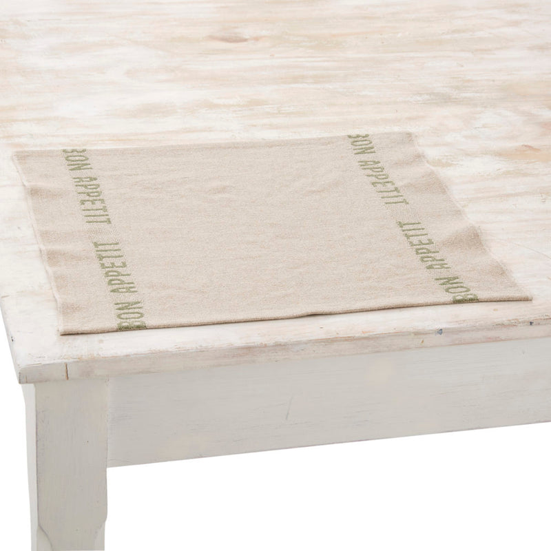 ランチョンマット　BON APPETIT シャルべエディション　リネン　カーキー