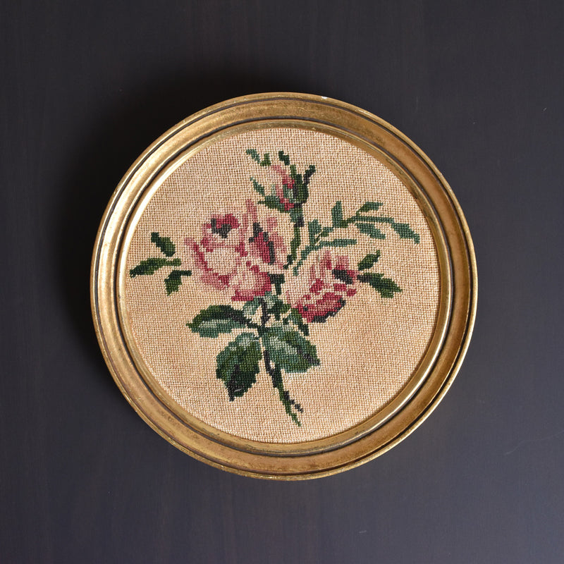 Antique Frame Round with Cross Stitch