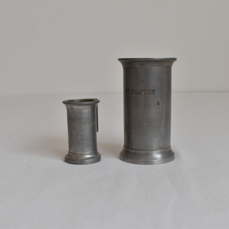 Vintage Pewter Measuring Cups JR Set of 2