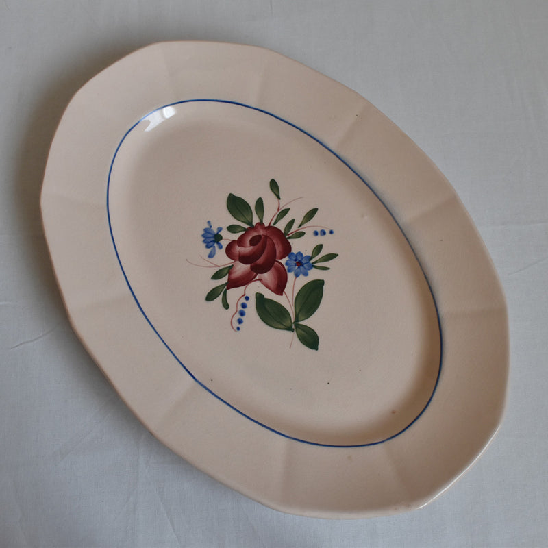 Vintage Oval Platter, Digoin & Sarreguemines, Pink