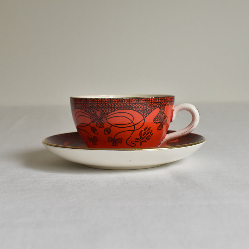 Antique Cup & Saucer Sarreguemines Trefle A