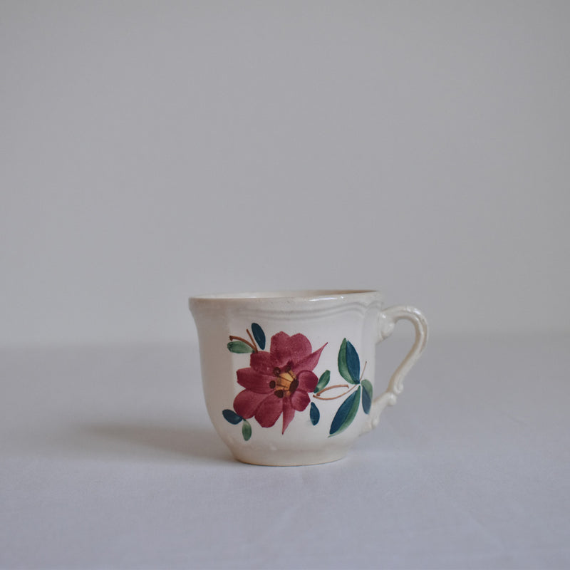 Vintage cup, Digoin & Sarreguemines, Fleur rim, Fleur B