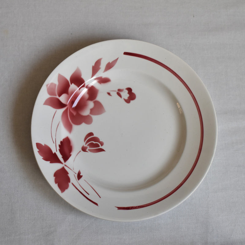 Vintage Plate Moulin des Loups Fleur Rouge C