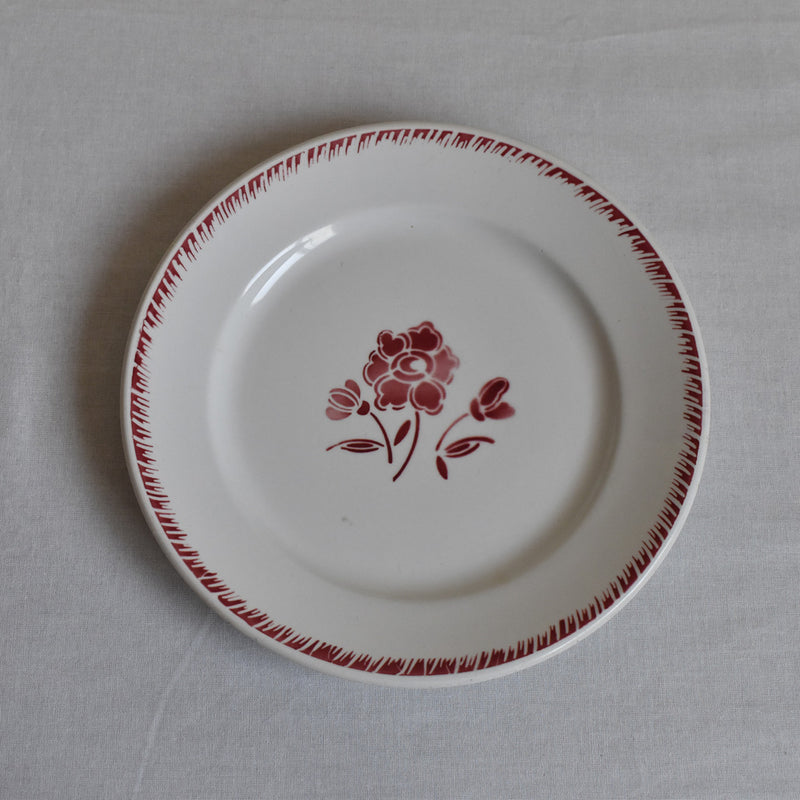Vintage Dessert Plate - Floral Red
